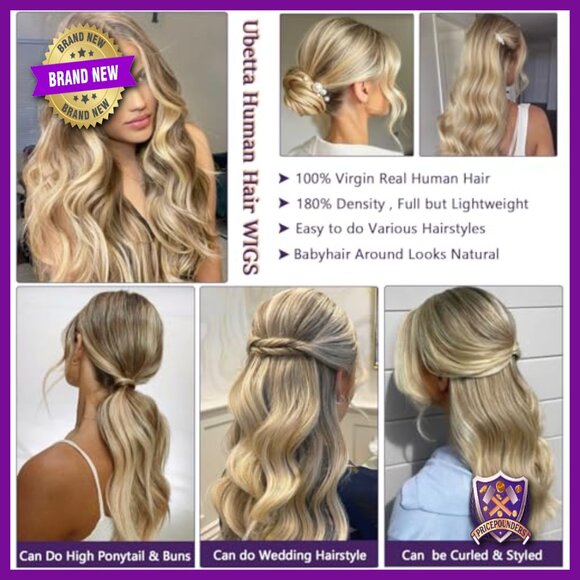 20 Inch Human Hair Lace Front Wig 180 Density Pre Plucked Glueless main image 6